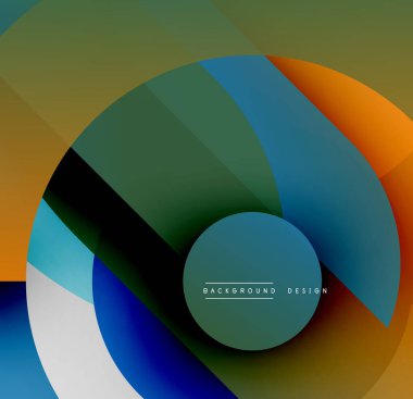 Soyut tasarım katmanlı daireler, canlı renkler içerir. Gradyan gölgeler dinamik görsel efekt yaratır. Modern, minimalist estetik.