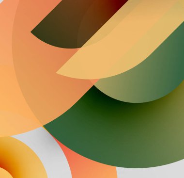 Soyut şekiller örtüşür, sıcak, sessiz renk paleti oluşturur. Yumuşak eğim biçimleri tanımlar, derinliği ve hareketi gösterir. Minimalist tasarım.