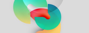 Soyut şekiller örtüşür, canlı renk karışımları yaratır. Yumuşak eğimler derinlik ve dinamik bileşim öneriyor. Minimalist tasarım.