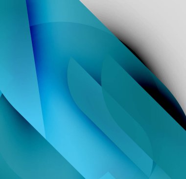 Soyut kompozisyon. Üst üste binen şekiller, değişen maviler, beyaz eğim. Modern tasarım, pürüzsüz geçişler, dinamik his.