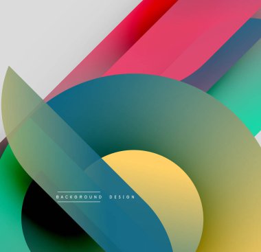 Soyut katmanlar örtüşüyor, canlı gradyanlar yaratıyor. Şekiller harmanlanır, dinamik görsel kompozisyon oluşturur. Modern tasarım elemanları.