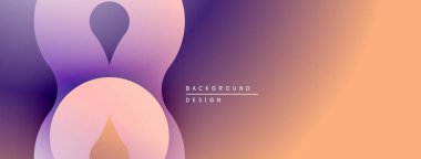 Soyut akışkan şekiller harmanlanır ve yumuşak eğimler yaratır. Mor, pembe, turuncu renkler tasarımda baskın. Minimalist arkaplan dokusu.