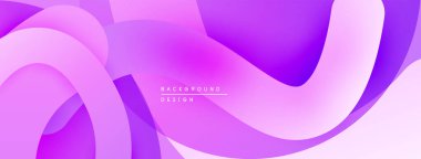 Soyut mor arkaplan. Düz eğriler dinamik akış yaratır, gradyanlar yumuşak geçişler sunar. Modern tasarım ögesi.