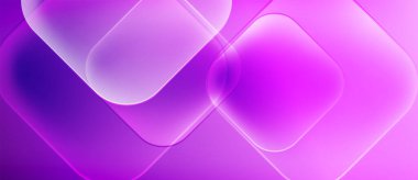 Soyut arkaplan özellikleri üst üste binen şeffaf dikdörtgenler. Derinlemesine mordan parlak pembeye geçiş parlak bir etki yaratır. Modern tasarım.