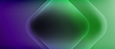 Soyut eğim arkaplanı. Mor, yeşil renkler düzgün bir şekilde harmanlanır. Yuvarlak dikdörtgenler katmanlı etki yaratır, yumuşak gölgeler oluşur. Minimalist tasarım.