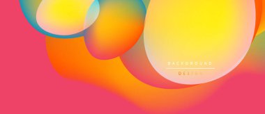 Soyut, enerjik çemberler çakışıyor. Sıcak renkler baskın, sarıdan pembeye dönüşüyor. Modern tasarım akıcılık, enerji ve iyimserliği öneriyor..