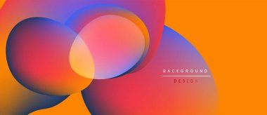 Soyut renkli şekiller çakışıyor. Renkler mavi, mor, turuncu ve sarıdan karışıp dinamik görsel efekt yaratır. Modern tasarım ögesi.
