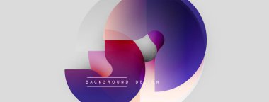 Soyut geometrik şekiller çakışıyor. Mor, pembe, beyaz renkler tasarımda baskın. Sunumlar ve grafikler için modern arkaplan.