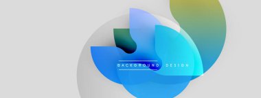 Soyut tasarım özellikleri üst üste binen renkli daireler. Mavi, yeşil, sarı renkler dinamik görsel efekt yaratır. Modern arkaplan ögesi.