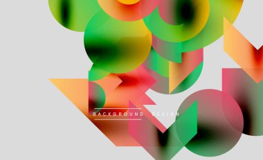 Soyut renkli şekiller örtüşür, dinamik görsel efekt yaratır. Parlak gradyanlar harmanlanarak modern arkaplan tasarımı oluşturur.