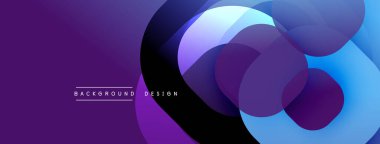 Soyut sıvı şekilleri örtüşür, parlak mor ve mavi renkler yaratır. Arkaplan ve sunumlar için modern tasarım ögesi.