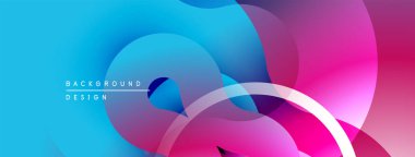 Soyut sıvı şekilleri canlı mavileri, pembeleri, morları harmanlıyor. Yumuşak gradyanlar dinamik modern arkaplan tasarımı oluşturur.