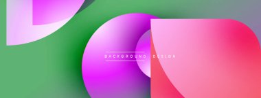 Soyut geometrik şekiller çakışıyor. Canlı renkler harmanlanır, modern tasarım oluşturulur. Gradyan gölgeler görsel cazibeyi arttırır. Minimalist kompozisyon.