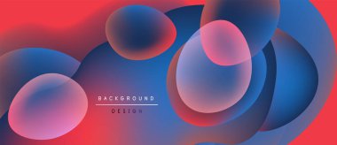 Soyut sıvı şekiller, canlı renklerin karışımı. Kırmızı, mavi renkler dinamik arka plan tasarımı yaratır. Yumuşak eğimler, modern estetik..