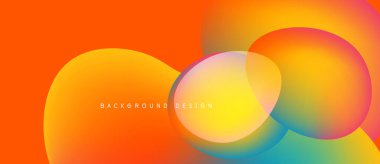 Soyut, enerjik şekiller çakışıyor. Turuncu, sarı, mavi renkler harmanlanarak dinamik görsel efekt yaratır. Modern tasarım ögesi.