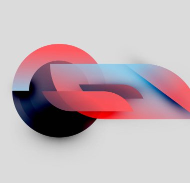 Soyut tasarım dalgalı şekiller, canlı kırmızı mavi gradyanlar, yumuşak gölgeler içerir. Modern estetik, minimalist kompozisyon, açık arkaplan.