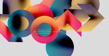 Soyut renkli şekiller örtüşür, dinamik görsel kompozisyon yaratır. Modern tasarım öğeleri yaratıcılığı ve yeniliği önerir.