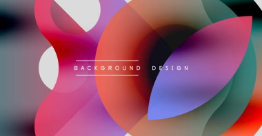 Soyut renkli şekiller çakışıyor. Canlı renkler harmanlanır ve dinamik görsel efekt yaratır. Modern tasarım ögeleri pürüzsüz geçişler sunar.