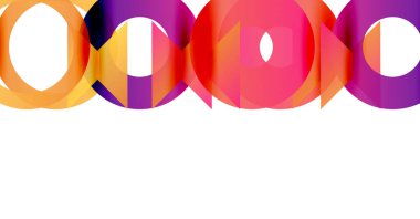 Renkli kesişen daireler soyut desenler oluşturur. Parlak renkler dinamik görsel etki yaratır. Basit şekiller, modern tasarım..