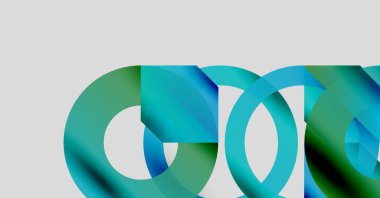 Soyut dizayn özellikleri üst üste binen deniz mavisi daireleri. Renkler derinlik yaratır, modern estetik. Minimalist kompozisyon, mevcut temiz çizgiler.