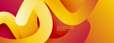 Soyut, canlı katmanlar akışkan şekiller yaratır. Sıcak renkler tasarıma hükmediyor, enerji, hareket, modern estetik.