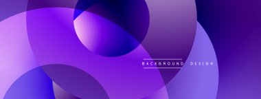 Soyut mor arkaplan. Üst üste binen daireler dinamik görsel efekt yaratır. Modern tasarım elementleri pürüzsüz eğimler sunar.