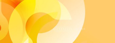 Soyut geometrik şekiller çakışıyor. Sıcak sarı, turuncu renkler tasarımda baskın. Minimalist tarz, modern estetik. Arkaplan özellikleri ince gradyanlar.