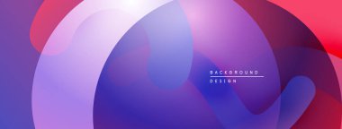 Soyut sıvı şekilleri harmanlanarak canlı mor, mavi ve kırmızı renkler yaratır. Modern tasarım hareketi, enerjiyi, derinliği çağrıştırıyor.