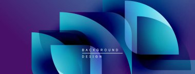 Soyut geometrik şekiller örtüşür, parlak mavi ve mor renkler yaratır. Modern tasarım elementleri dijital sanat, arkaplan dokusu.