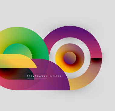 Soyut renkli şekiller çakışıyor. Gradyan renkler dinamik görsel efekt yaratır. Modern tasarım ögeleri basit kompozisyon sunar.