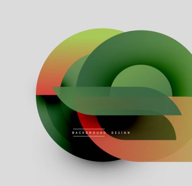 Soyut renkli daireler çakışıyor, dinamik görsel efekt yaratıyor. Gradyan gölgeler pürüzsüz, modern tasarım ögesi.