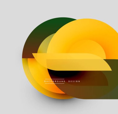 Soyut geometrik bileşim. Üst üste binen daireler dinamik görsel efekt yaratır. Sıcak renk paleti tasarıma hükmediyor. Modern estetik.