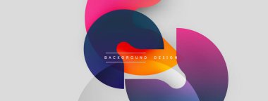 Soyut şekiller örtüşüyor, canlı renk değişimleri yaratıyor. Modern tasarım elementleri, arka planlar için uygun dinamik bileşim önerir.