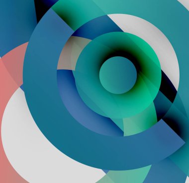 Soyut eşmerkezli daireler, canlı deniz mavisi, mavi, mercan renkleri. Modern tasarım, dinamik bileşim, girdap şekli görsel derinlik yaratır..