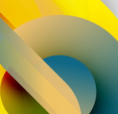 Soyut kompozisyon. Üst üste binen daireler, çizgiler dinamik görsel efekt yaratır. Sıcak, serin renkler kusursuz bir şekilde harmanlanır. Modern tasarım.