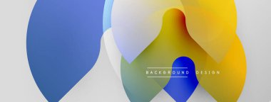 Soyut renkli şekiller örtüşür, dinamik görsel efekt yaratır. Gradyan renkler düzgün bir şekilde harmanlanarak modern estetik sunuyor..