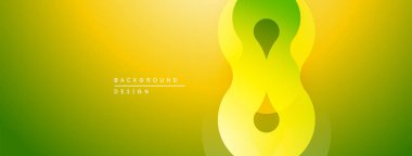 Soyut sarı, yeşil eğim. Üst üste binen şekiller sonsuzluk sembolü yaratır. Arkaplan ve sunumlar için modern tasarım.
