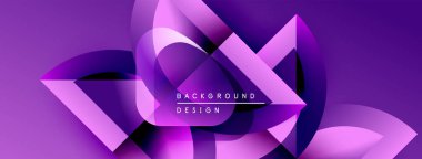 Soyut mor tasarım üst üste binen şekiller, gradyanlar, dinamik kompozisyon. Çeşitli projeler için modern arkaplan.