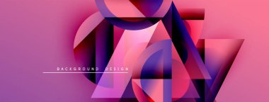 Soyut geometrik şekiller örtüşüyor, canlı pembe, mor renkler yaratıyor. Modern tasarım elementleri dinamik görsel deneyim önerir.