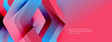 Soyut geometrik şekiller canlı pembeleri, mavileri harmanlıyor. Gradyan arka plan modern görsel etki yaratır. Tasarım dinamik enerji ve derinlik öneriyor.