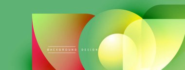 Soyut enerjik tasarım. Üst üste binen daireler dinamik görsel efekt yaratır. Yeşil, sarı, kırmızı renkler kompozisyona hakim. Metin arkaplan tasarımı okur.