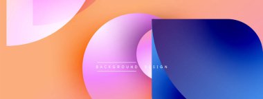 Soyut geometrik şekiller çakışıyor. Gradyan renk konuşması, mor, modern görsel efekt. Metin arkaplan tasarımı okur.