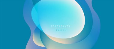 Soyut sıvı şekilleri, mavi renkler baskın gelir. Gradyan renkler düzgün bir şekilde harmanlanarak modern arkaplan tasarımı oluşturur. Minimalist estetik.