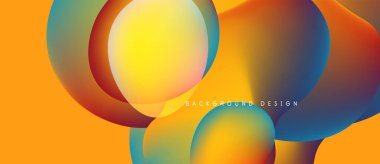 Soyut, canlı çemberler örtüşüyor ve dinamik, renkli bir arkaplan oluşturuyor. Turuncu baskın, mavi, sarı, kırmızı gradyanlarla. Modern tasarım ögesi.