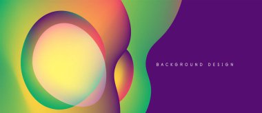 Soyut renk değişimleri akışkan şekiller oluşturur. Dairesel elementler, dinamik görsel efekt oluşturur. Modern tasarım arka planlar için uygun.