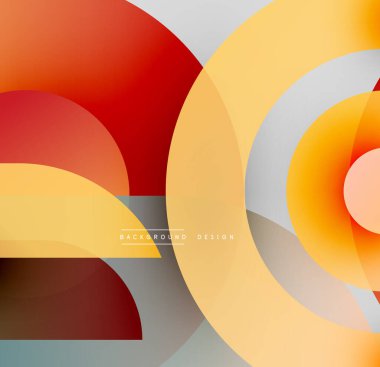 Soyut geometrik şekiller çakışıyor. Sıcak renkler baskın, dinamik görsel doku yaratıyor. Modern tasarım ögeleri sunulan katmanlı bileşim.