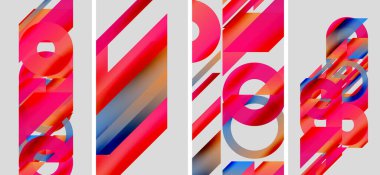 Soyut geometrik bileşim. Kırmızı, mavi renkler baskın, dinamik görsel etki yaratıyor. Modern tasarım, temiz çizgiler, kalın şekiller.