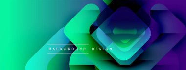 Soyut gradyan şekiller örtüşür ve dinamik görsel efekt yaratır. Modern tasarım arka planlar ve sunumlar için uygundur. Canlı renkler kompozisyona hakim.