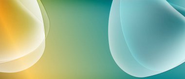 Soyut arkaplan şekilleri akar, sıcak altın karışımları serin deniz mavisi olur. Pürüzsüz gradyanlar dinamik görsel efekt yaratır. Minimalist tasarım.