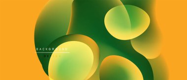 Soyut sıvı şekilleri harmanlanır, canlı turuncu, yeşil gradyanlar yaratır. Modern tasarım enerjiyi, hareketi, derinliği çağrıştırıyor. Yumuşak geçişler bileşimi tanımlar.